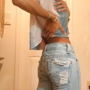 distressed flare jeans